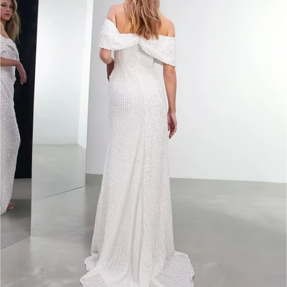 ASOS Cecilia Bardot Sequin Embellished Wedding Gown - Picture 2 of 3